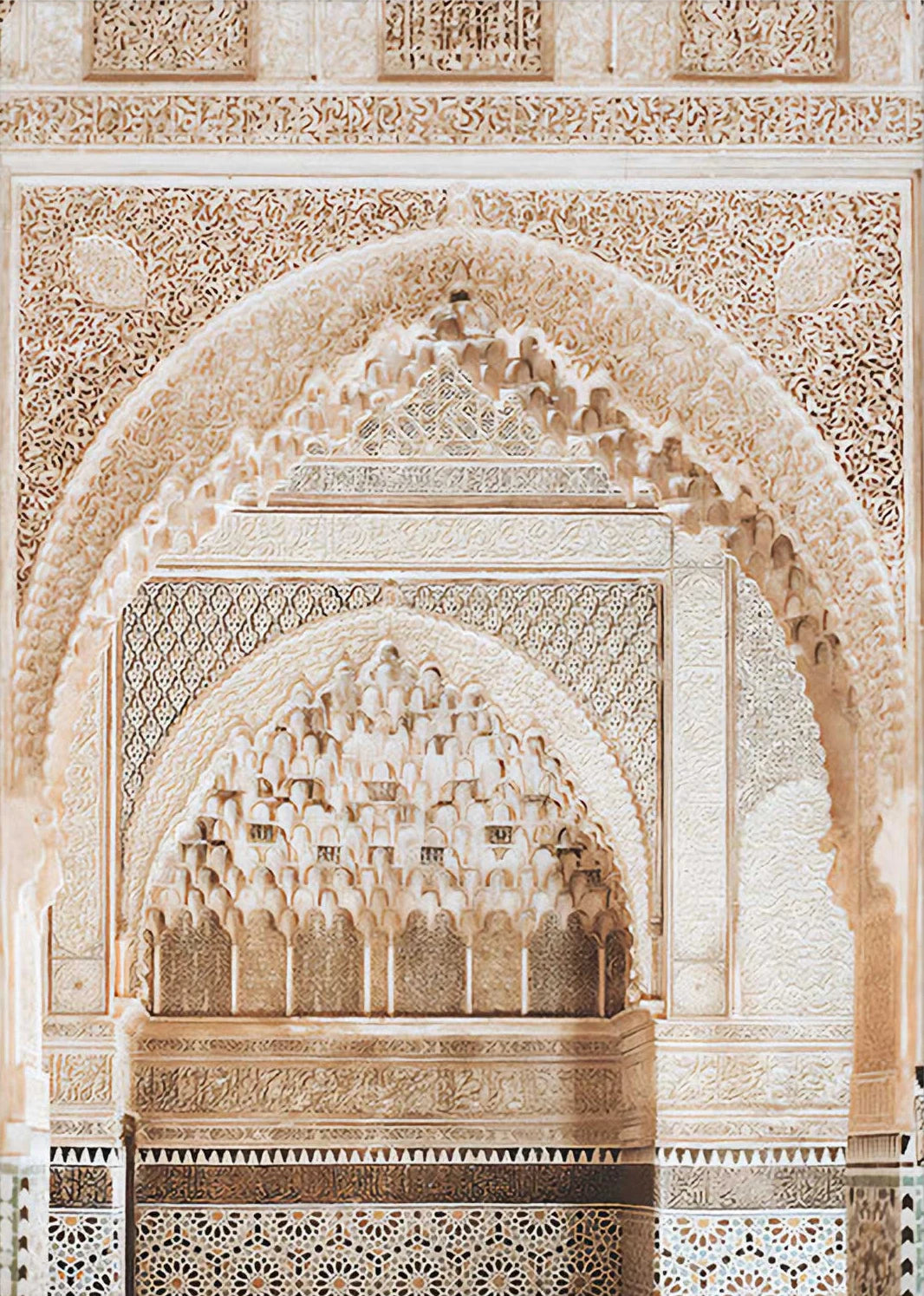 Morocco Mosque Canvas Wall Art – Beige Minimalist Poster Canvas Wall Art Qst 3 40x50cm Unframed