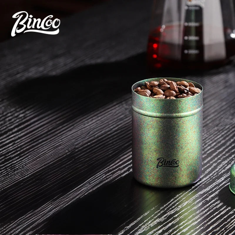 Bincoo Pure Titanium Airtight Coffee Canister – Travel & Camping Coffee Storage Canister Qst Light Yellow