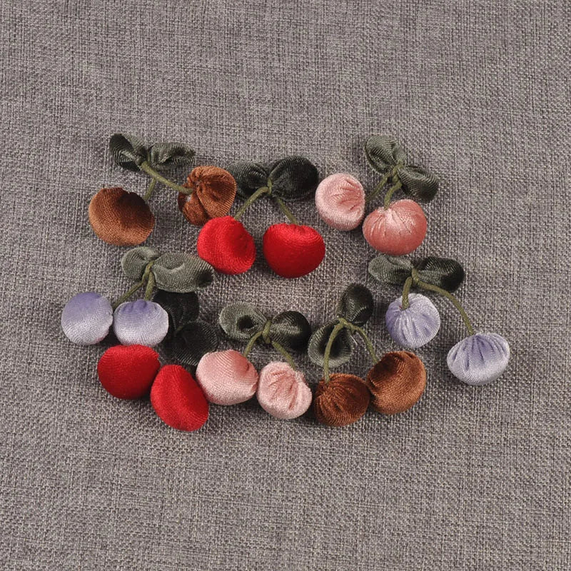 Cute Cherry Fabric Appliques for DIY Hair Accessories – 4pcs Fabric Appliques Qme