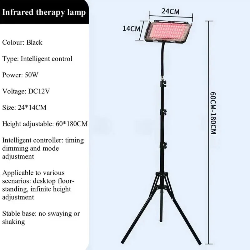 Red Light Therapy Lamp 660nm 850nm with Adjustable Stand | 96 LEDs Red Light Therapy Lamp Qst