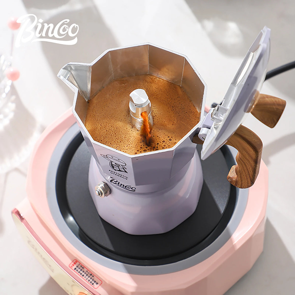 Bincoo Dual Valve Moka Pot – Stovetop Espresso Maker for Home & Camp Moka Pot Espresso Maker Qst