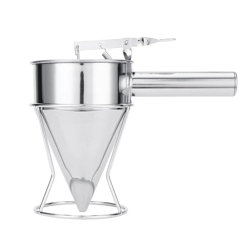 Stainless Steel Batter & Oil Funnel Dispenser with Holder Batter Funnel Dispenser Qme L