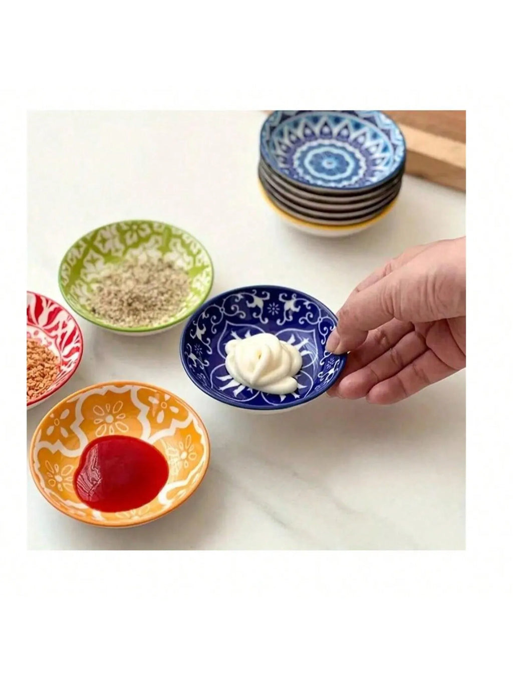 Bohemian Hand-Painted Ceramic Snack Bowl & Plate | 3 Colors Ceramic Snack Bowl Qme