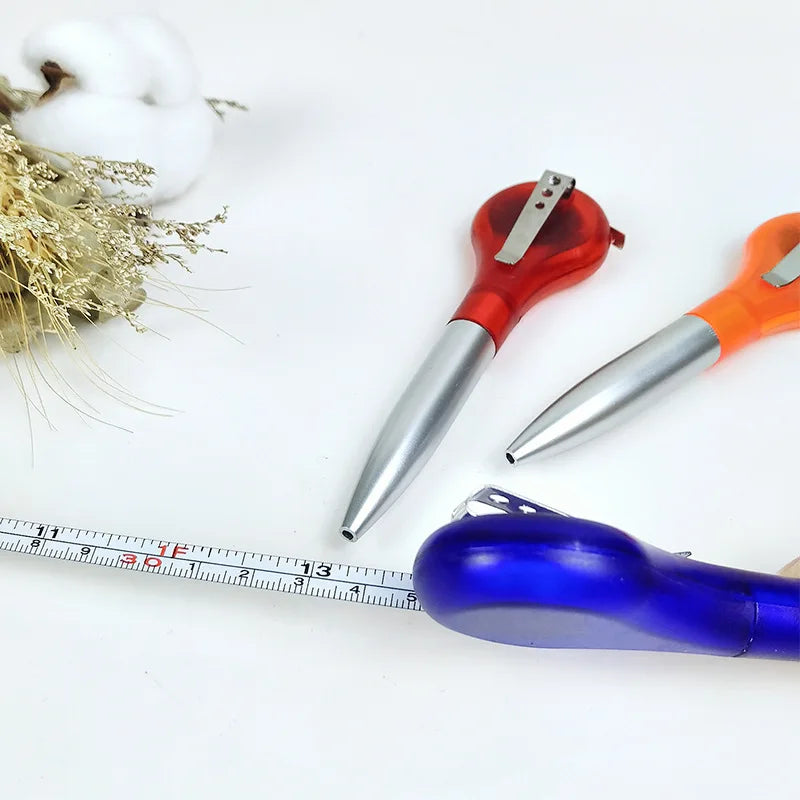 2-in-1 Ballpoint Pen & Retractable Tape Measure | Blue Ink Pen Tape Measure Qme