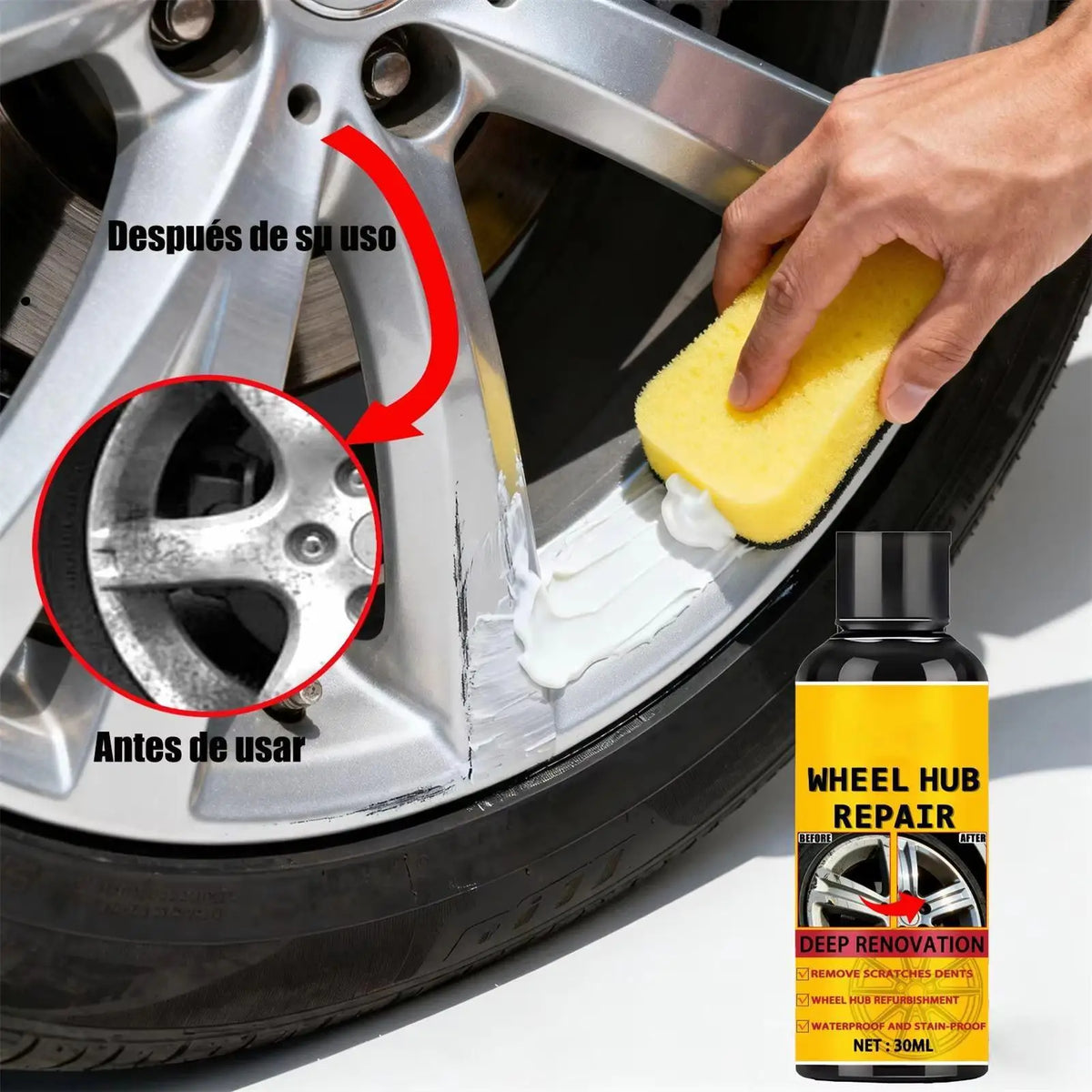 Wheel Hub Scratch Paste Shine Restorer – Easy 30ml Car Polish Wheel Polish Paste Qme