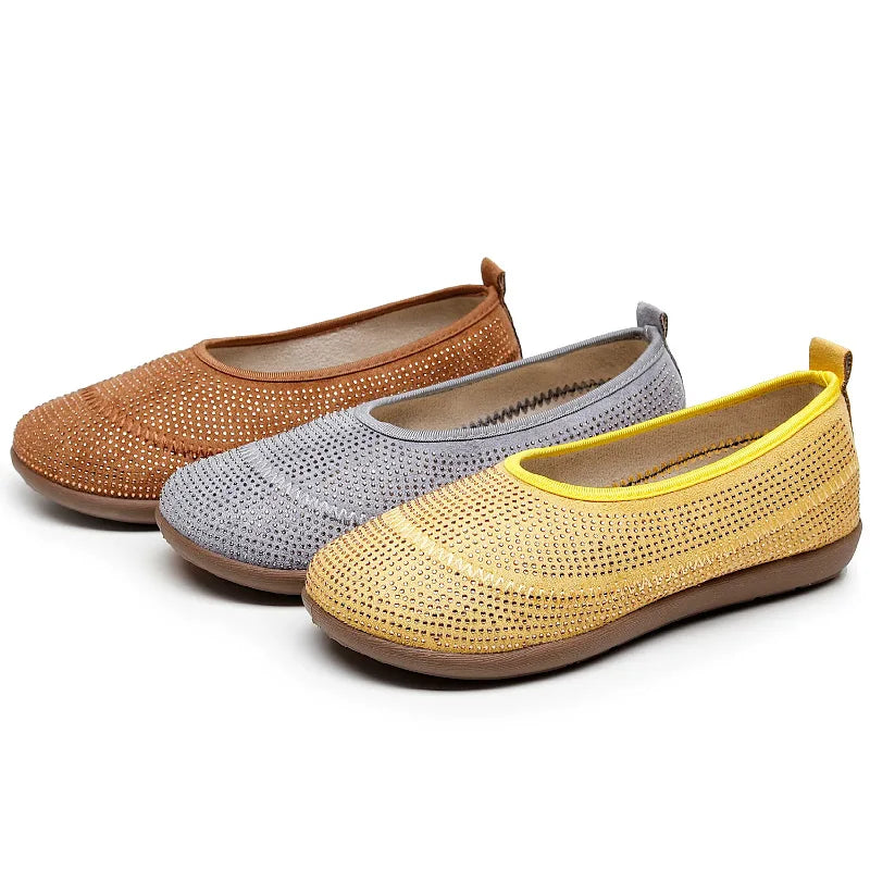 Women's Sparkly Slip-On Flats – Non-Slip Lightweight Loafers Women's Slip-On Flats Qst