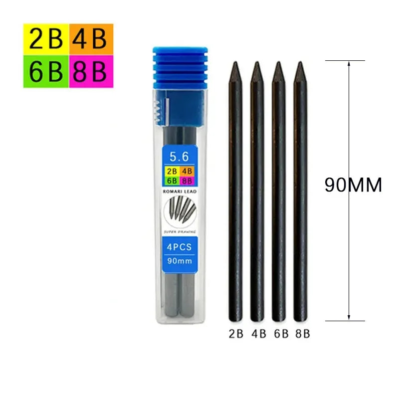 Solid Mechanical Pencil Set 2B 4B 6B 8B Replaceable Lead Marking Mechanical Pencil Set Qme