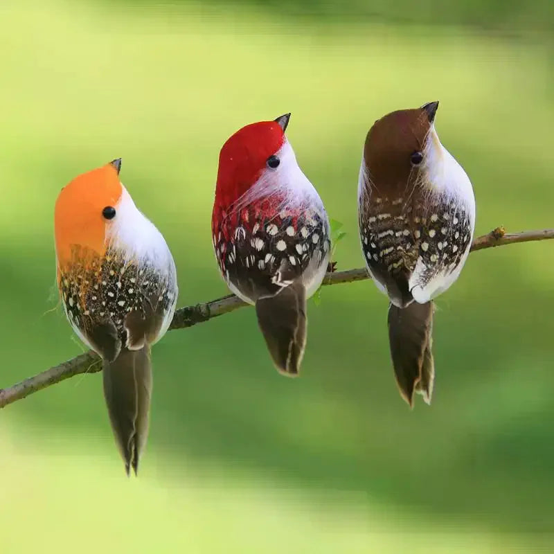 3D Artificial Foam Feather Birds Party Craft Decor – Set of 3 Decorative Craft Birds Qme