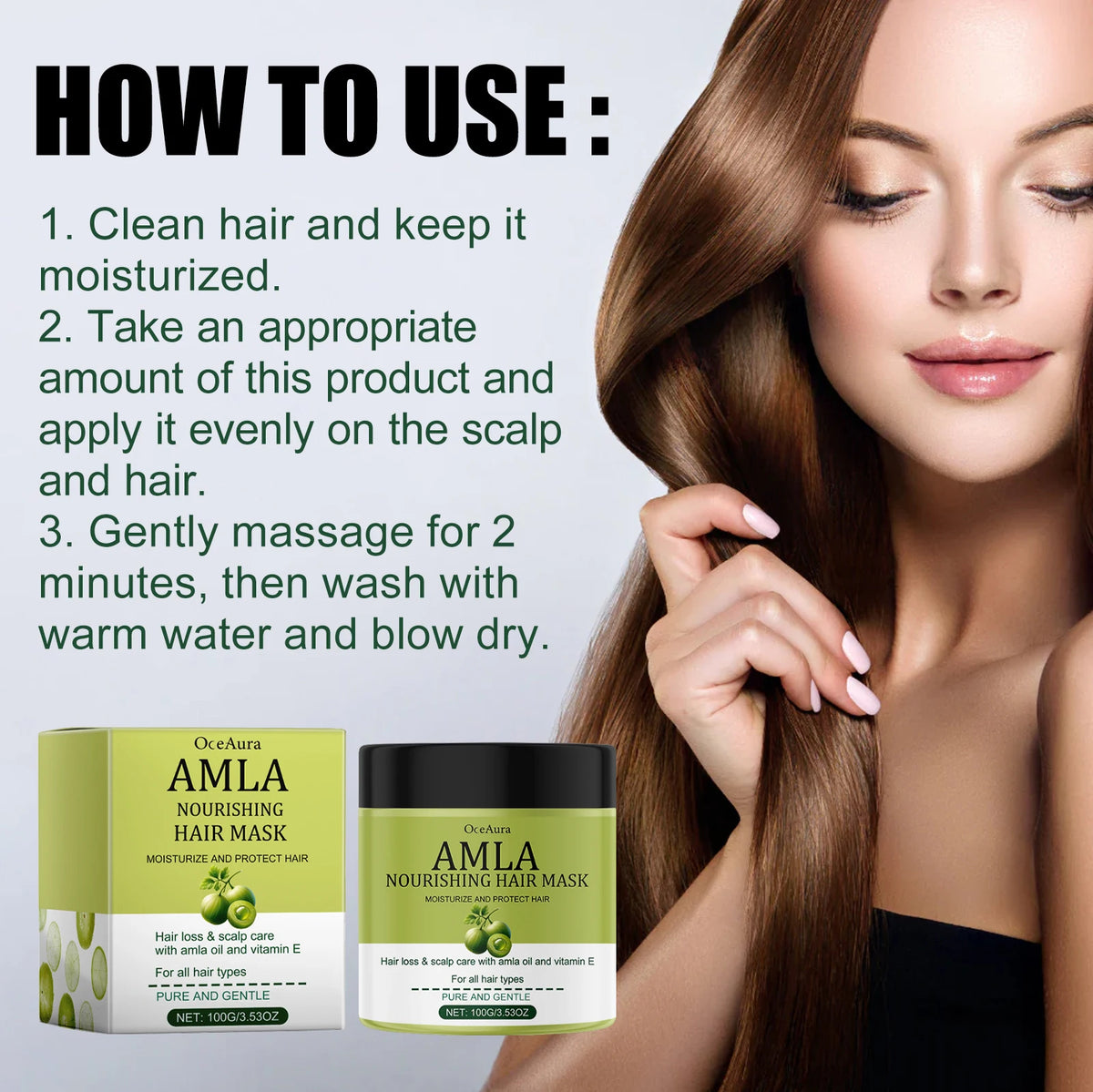 OceAura Amla Oil Hair Mask – Moisture, Smoothing & Repair Deep Conditioning Mask Qst
