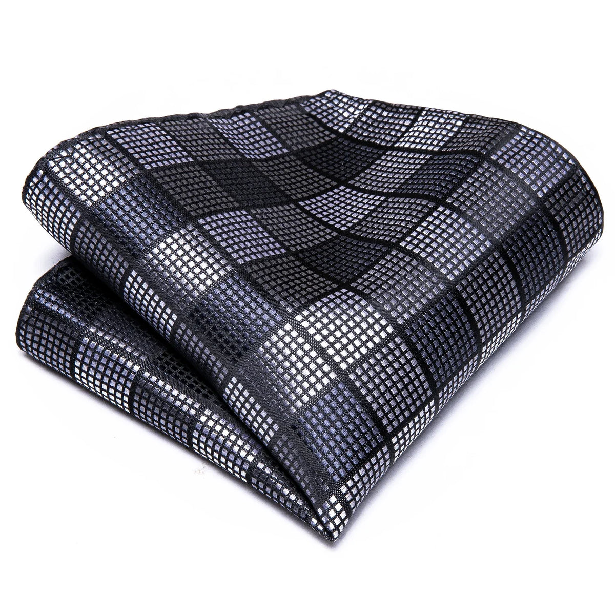 Hi-Tie Plaid Geometric Necktie, Pocket Square & Cufflinks Set Necktie & Cufflinks Set Qme