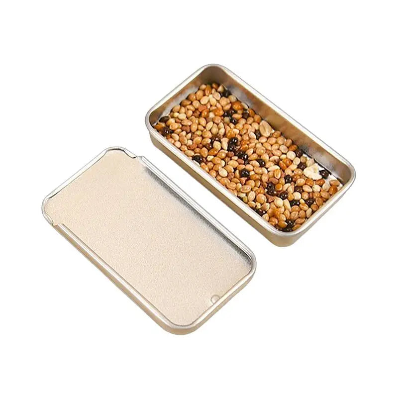 Mini Iron Can Bird Food Storage Box – Compact Parrot Feeder Bird Cage Feeder Qme