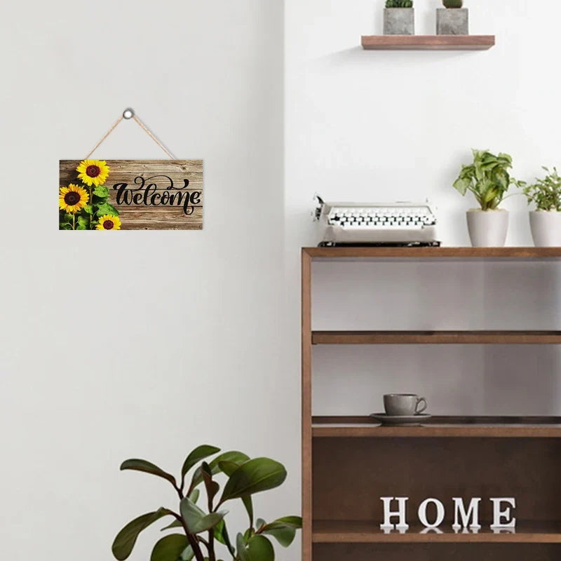 Rustic Sunflower Welcome Wall Hanging Wood Plaque Sign Wood Wall Plaque Qme