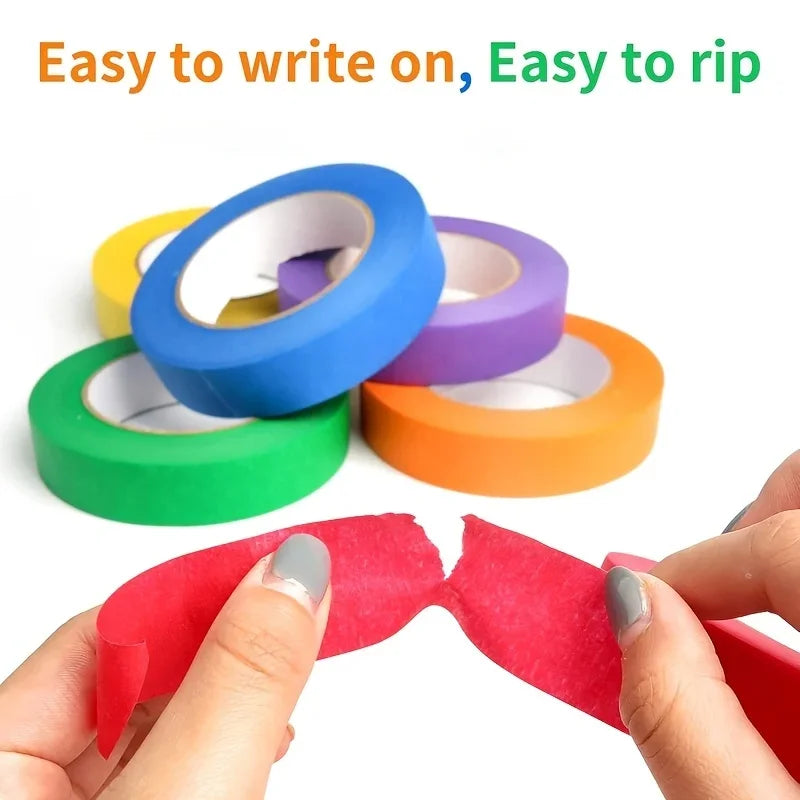 6-Roll Colored Masking Tape for Arts & Crafts – 1cm x 13m Colored Craft Tape Qme