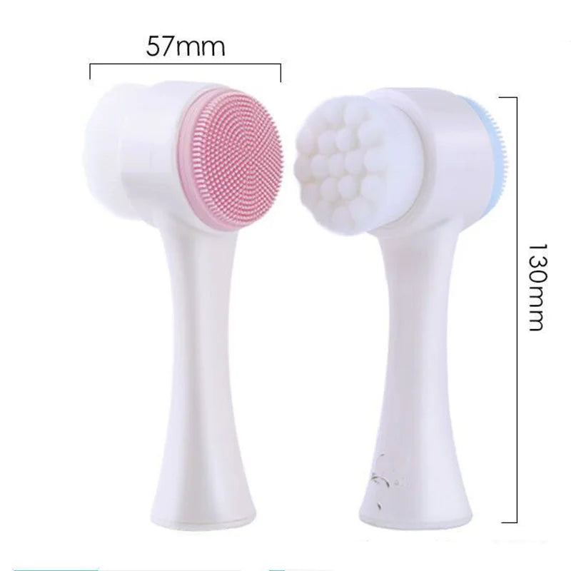 3D Double-Sided Silicone Facial Cleansing & Massage Brush Facial Cleansing Brush Qst