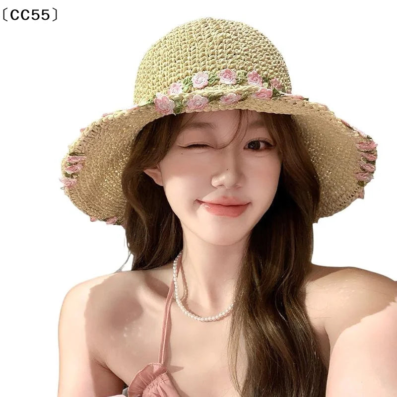 Women's Foldable Crochet Sun Hat – Hollow Straw Beach Hat Crochet Sun Hat Qst
