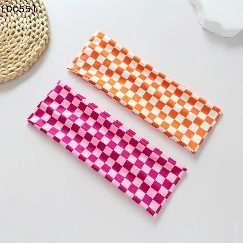 Checkerboard Elastic Headband – Yoga & Sports Hairband for Women Elastic Headband Qst
