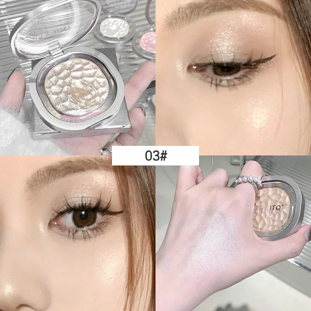LEEINTO Pearlescent Highlighting Powder | Soft Glow Highlighter Face Highlighter Powder Qme GL6878-3