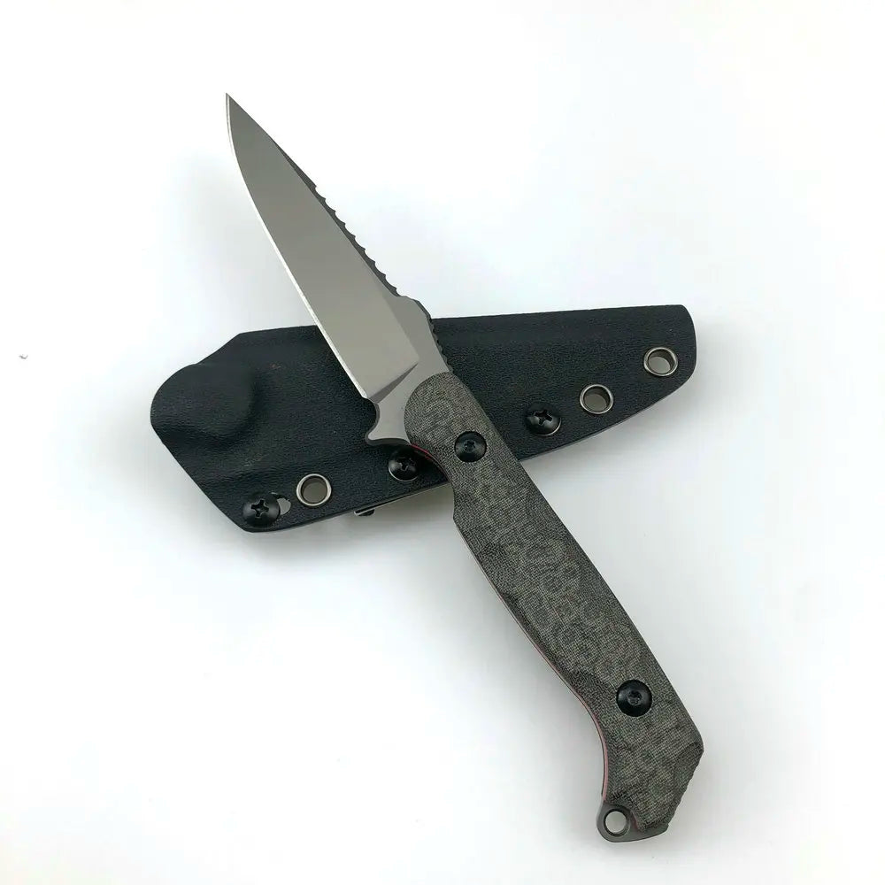 TRSKT D2 Fixed Blade Hunting Knife – Flax/G10 Handle, Kydex Sheath Fixed Blade Knife Qst