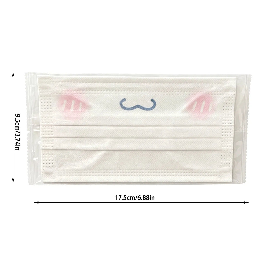 Cute Cartoon Disposable Face Masks – 3-Layer Breathable 10 Pack Disposable Face Mask Qme