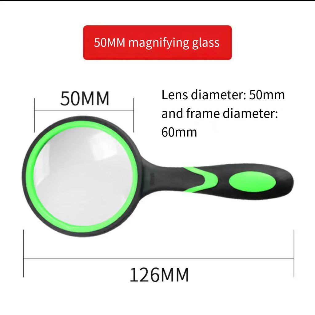 10X Handheld Magnifying Glass for Kids & Seniors | Reading Lens Handheld Magnifier Qme Green 10X