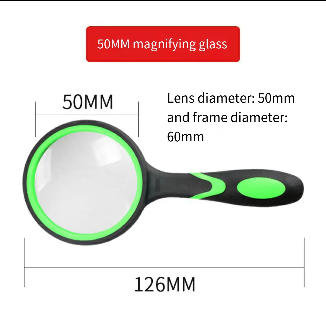 10X Handheld Magnifying Glass for Kids & Seniors | Reading Lens Handheld Magnifier Qme Green 10X