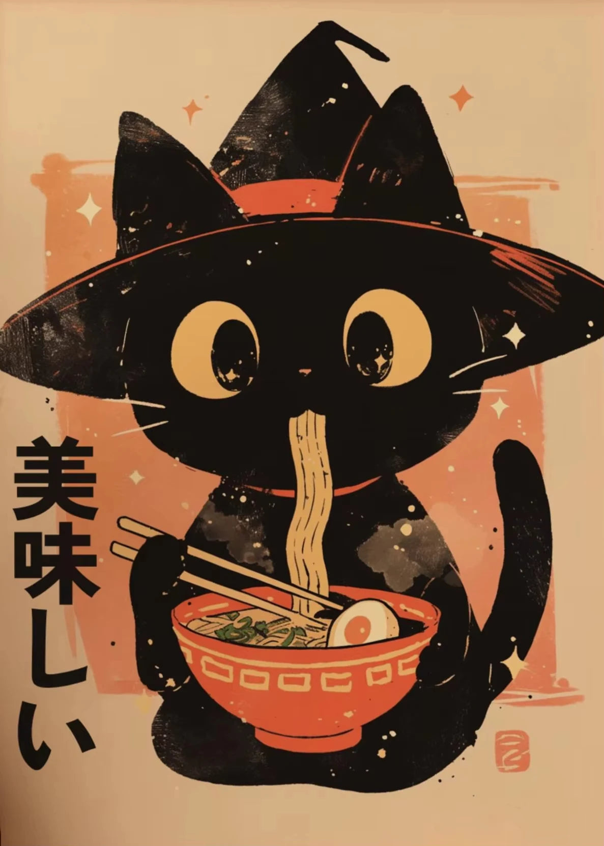 Japanese Sushi Chef Cat Canvas Print – Kitchen Wall Art Decor Canvas Wall Art Qst 4 50X70cm No Framed