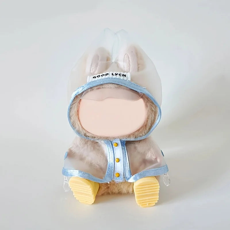 Labubu Doll Transparent Raincoat Outfit – Fits 15cm Dolls Doll Outfit Qme