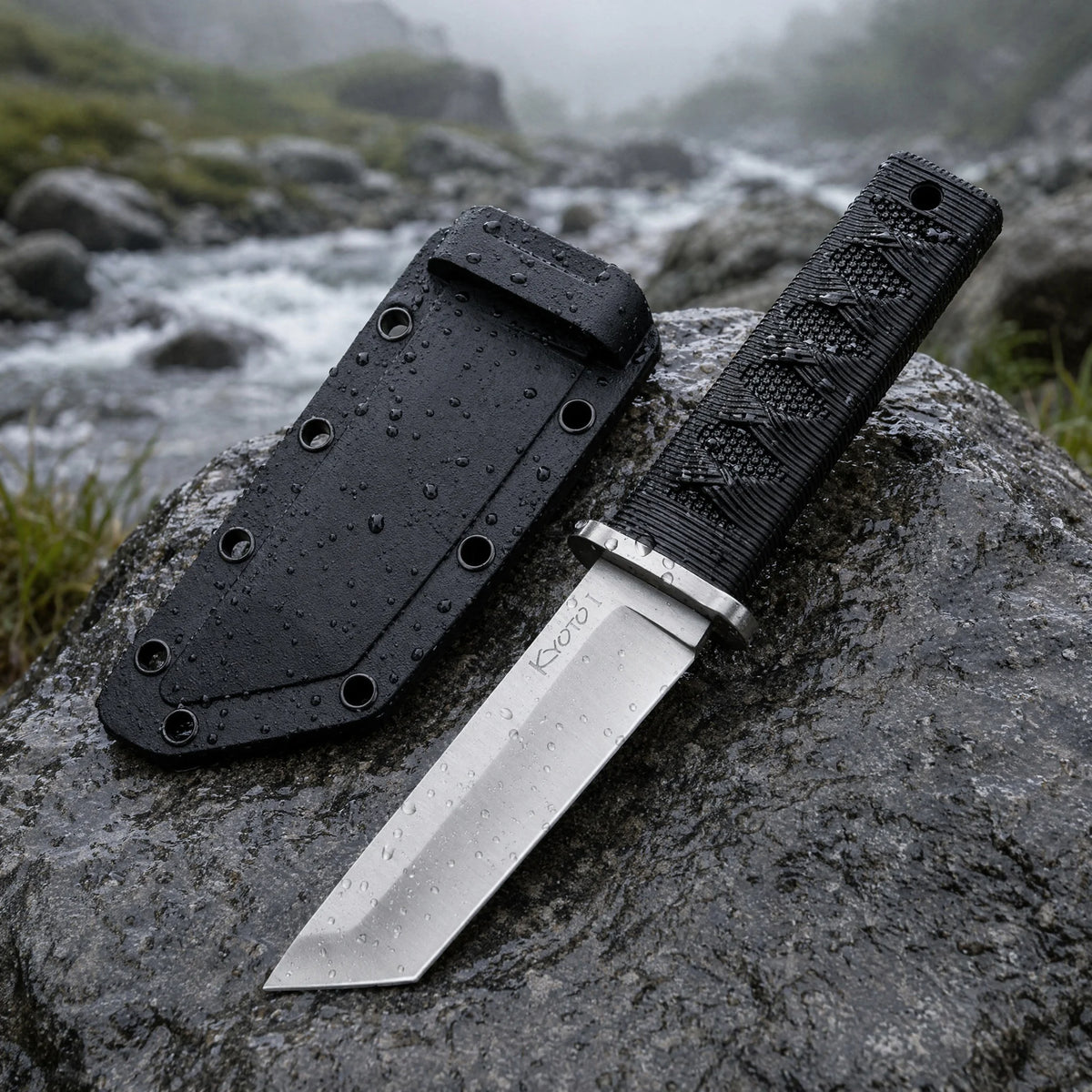 Portable Outdoor Camping Knife – Steel Blade & Rubber Handle Outdoor Camping Knife Qst aaa