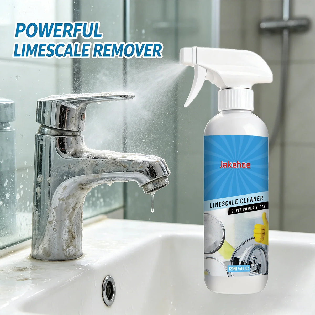 Scale & Hard Water Stain Remover Spray 120ml | No-Scrub Cleaning Spray Qme