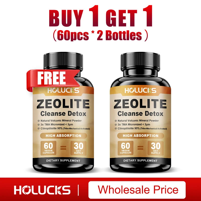 HOLUCKS Zeolite Detox Capsules – Full Body Cleanse, Non-GMO Detox Supplement Capsules Qst 2 Bottles-60pcs