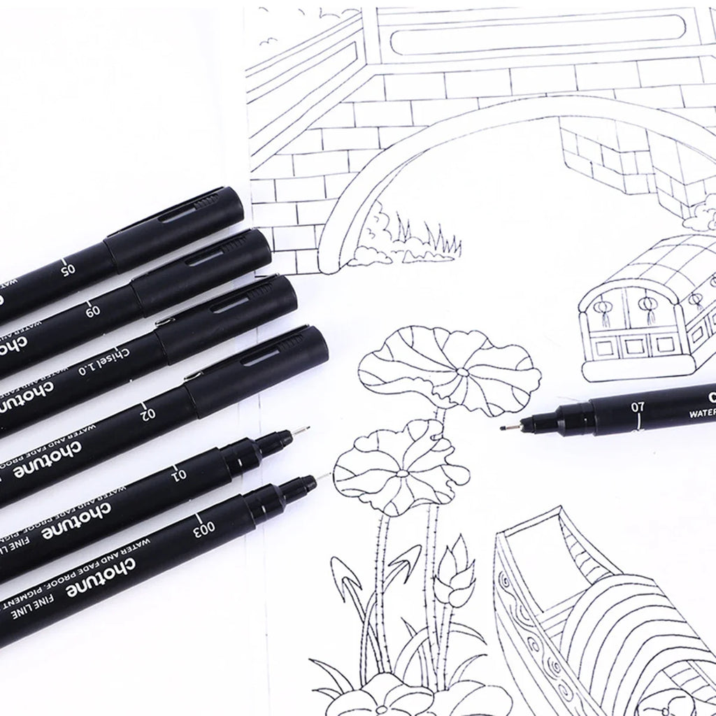 Black Micro Fine Pens 15 Sizes – Waterproof Archival Ink Set Micro Fine Pen Set Qme