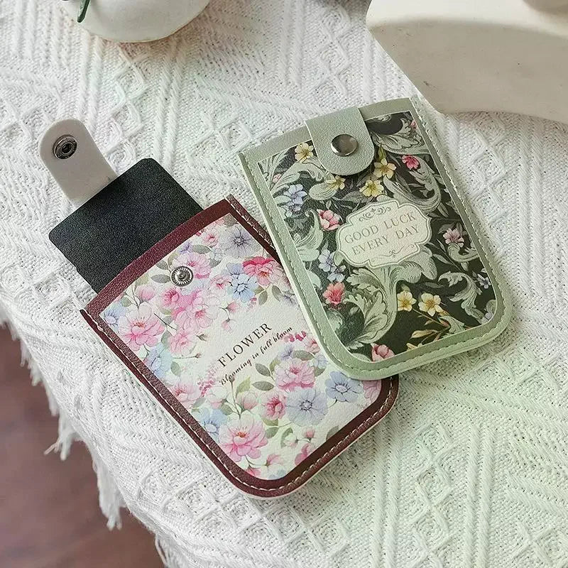 Slim Pull-Out Card Holder Wallet – Floral PVC, Multi-Slot Card Holder Wallet Qme