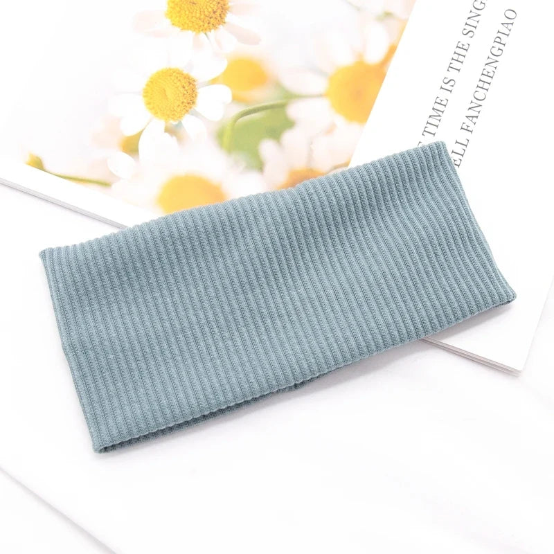 Women's Cotton Wide Turban Twisted Knotted Headband – 11 Colors Turban Headband Qme LIGHT BLUE