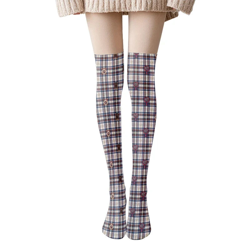 Cartoon Strawberry Kawaii Over-Knee Stockings | 10 Colors Novelty Stockings Qme style2 One Size