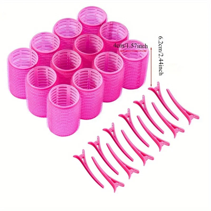 Self-Grip Hair Curler Rollers & Clips Set – 12 Piece Hair Curler Rollers Qme