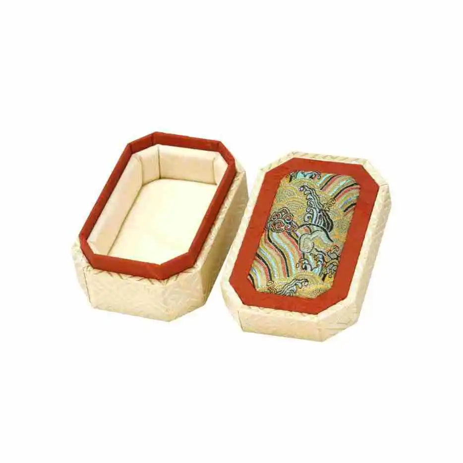 Chinese Brocade Jewelry Box – Wave Pattern Heaven & Earth Lid Brocade Jewelry Box Qme