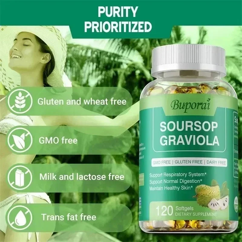 Soursop Graviola Capsules – Immune & Cell Support Supplement Herbal Supplement Qst