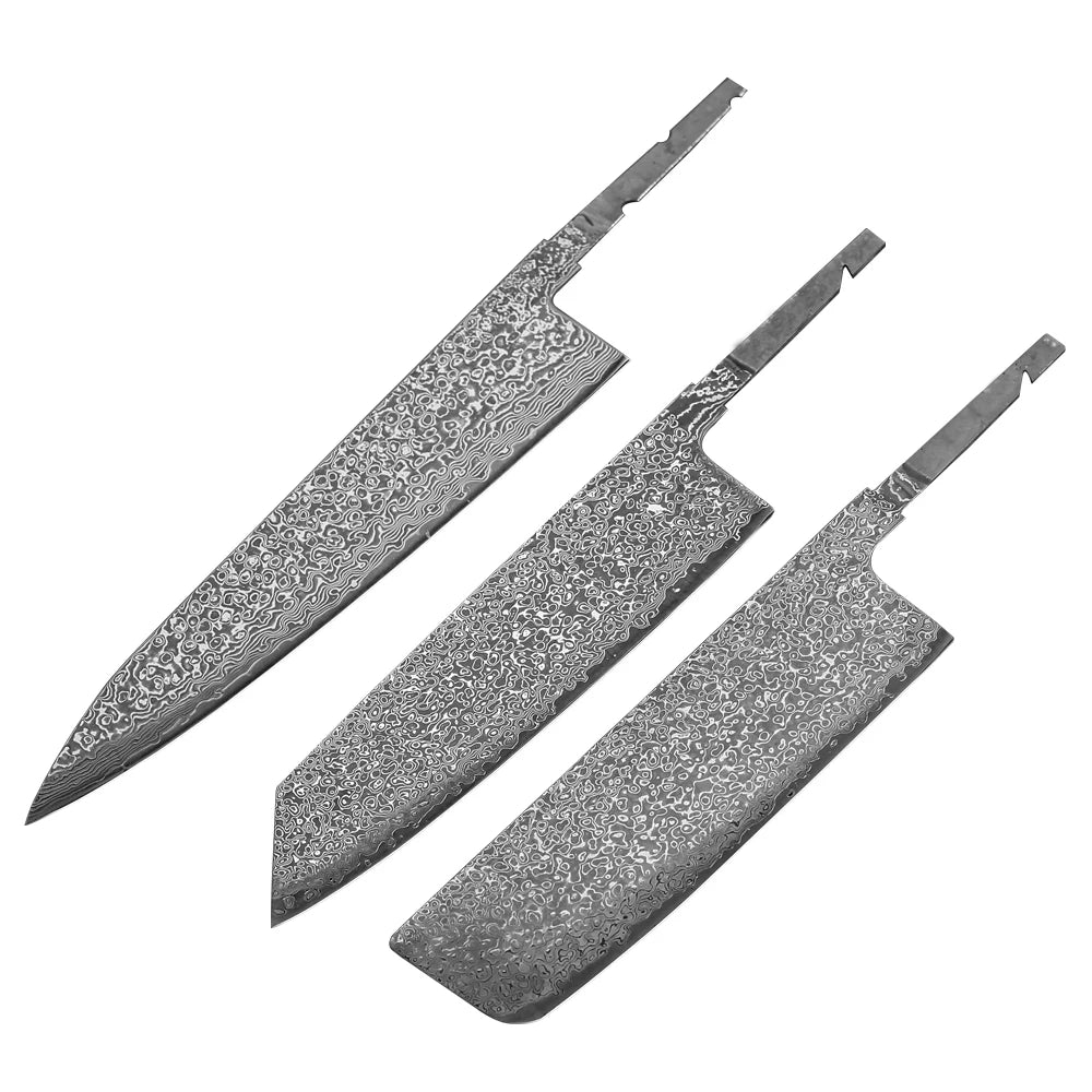 TURWHO Damascus VG10 Knife Blank Set – Kiritsuke & Nakiri DIY Knife Blank Set Qst 3PCS