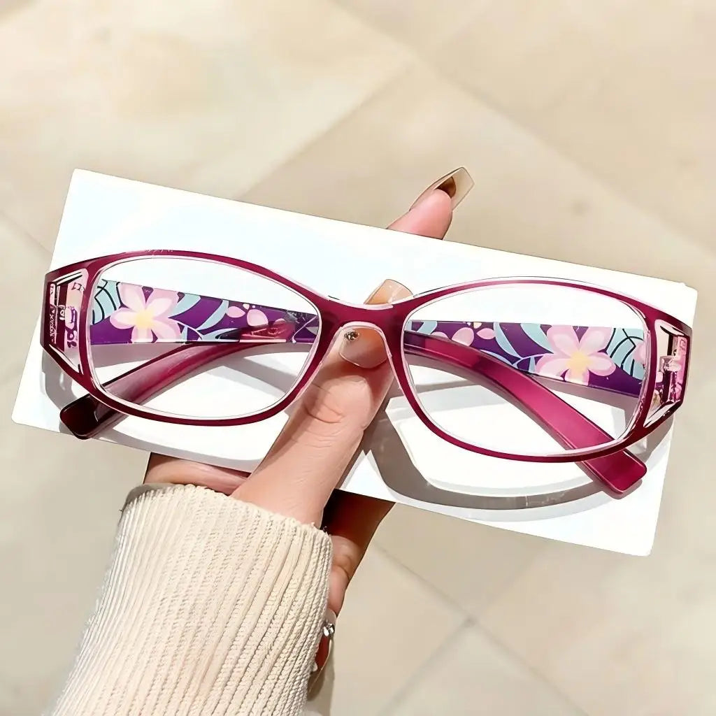 VOPHA L8 Retro Square Reading Glasses Anti Blue Light +100–+300 Reading Glasses Qst Purple +100