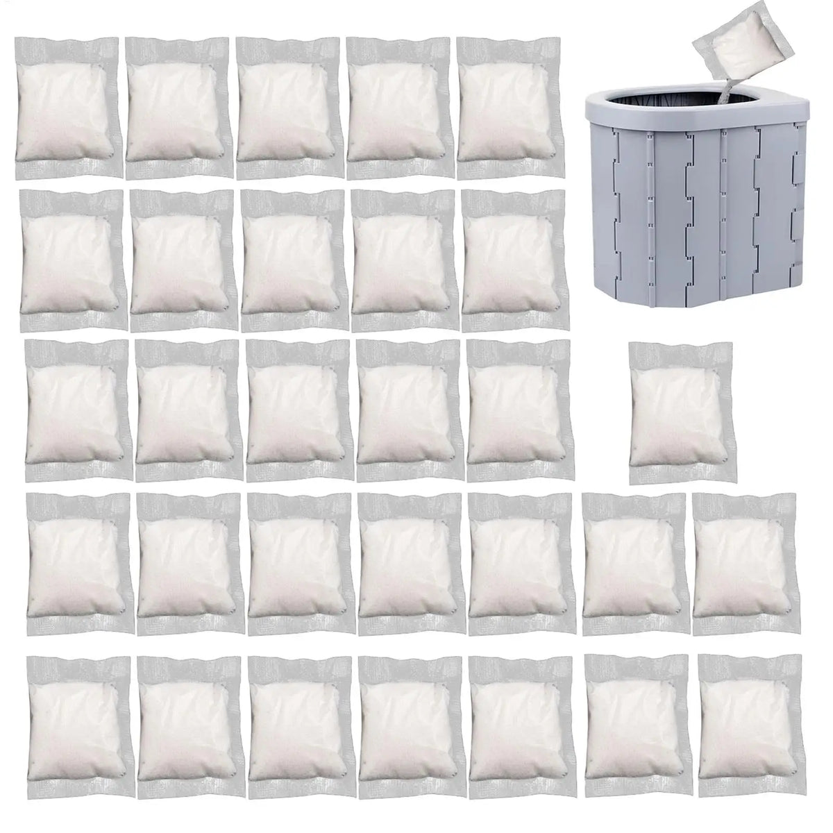 Portable Toilet Gel 30-Pack – Camping Waste Solidifier Camping Sanitation Qst