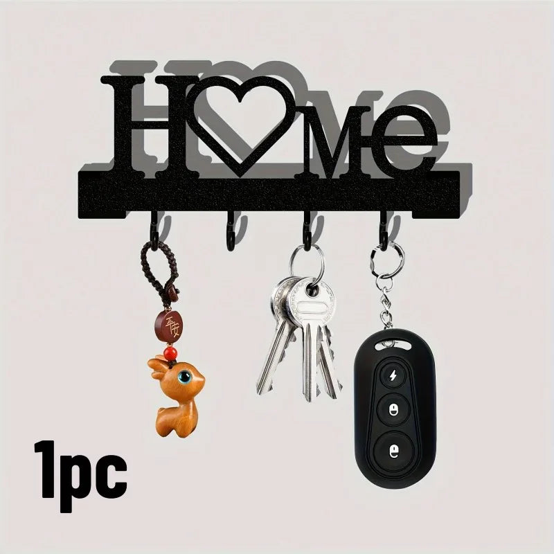 Love Heart Wall-Mounted Key Hook Entry Organizer – Iron Wall Key Hook Organizer Qme Black