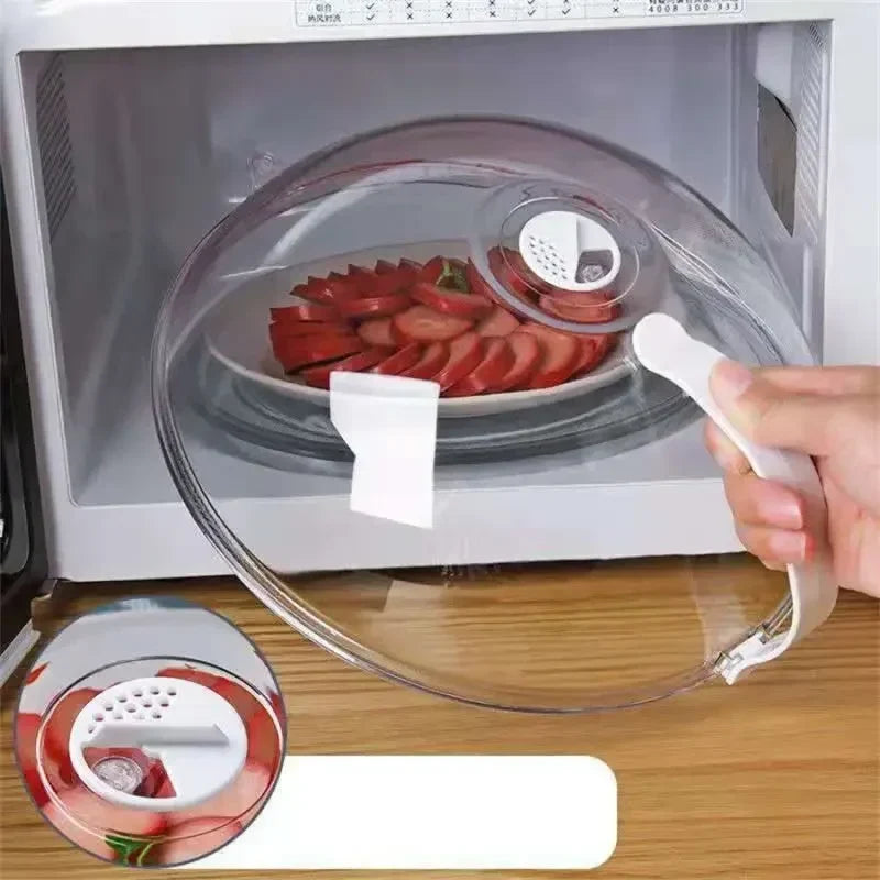Microwave Splash Cover – Transparent Plastic Lid with Handle Microwave Splash Cover Qme