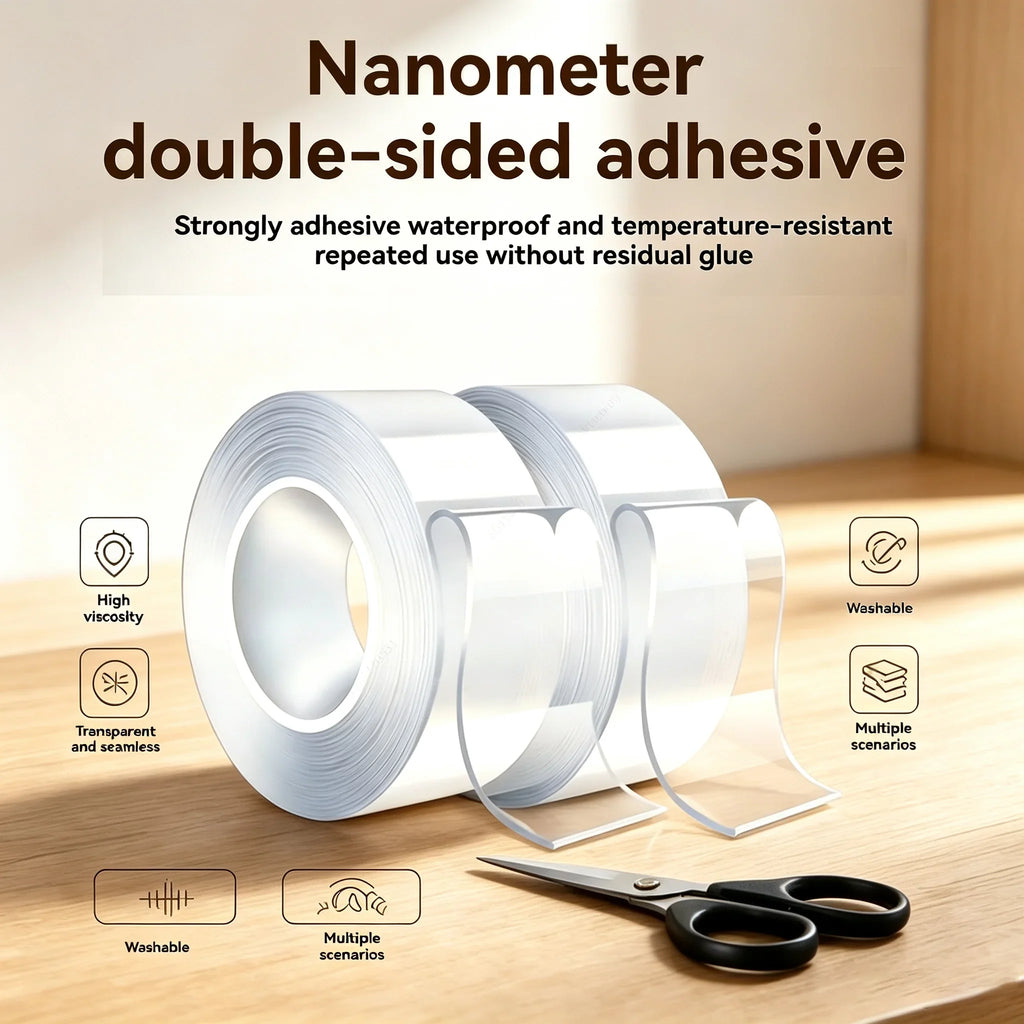 Nano Tape Double Sided Transparent Reusable Waterproof – 1m 2m 5m Reusable Nano Tape Qme
