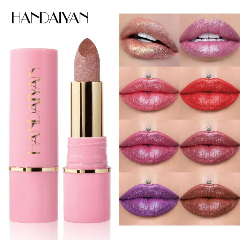 8-Color Glitter Lipstick – Waterproof Diamond Pearlescent Gloss Glitter Lip Gloss Qme
