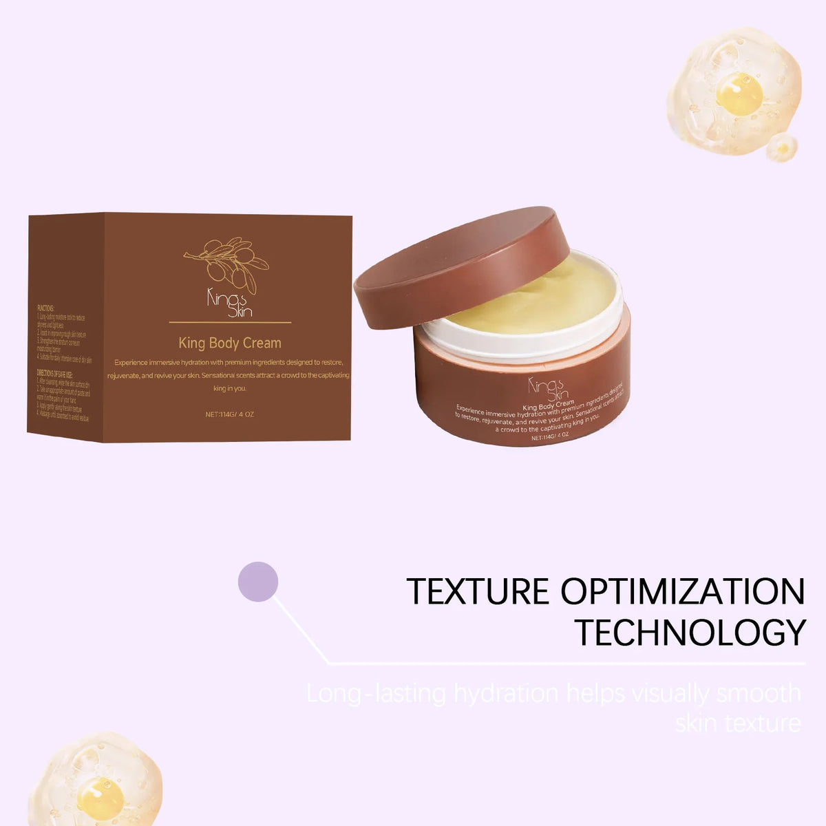 King Body Cream Triple Water-Lock Shea Sensitive Skin 114g Body Moisturizer Cream Qst