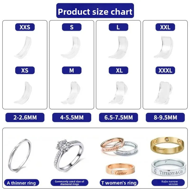 Silicone Ring Adjuster Set – Non-Slip Ring Resizer Tool, 8 Pcs Ring Resizer Tool Qme