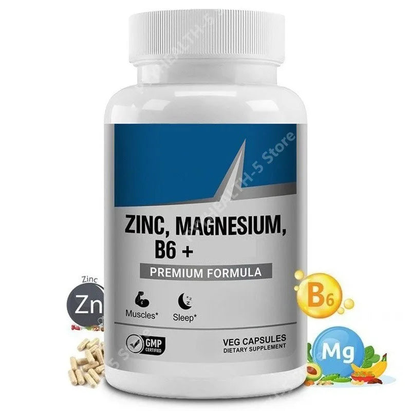 Zinc Magnesium Vitamin B6 Capsules – 60ct Daily Supplement Vitamin Supplement Qst 60 Count(Pack of 1)