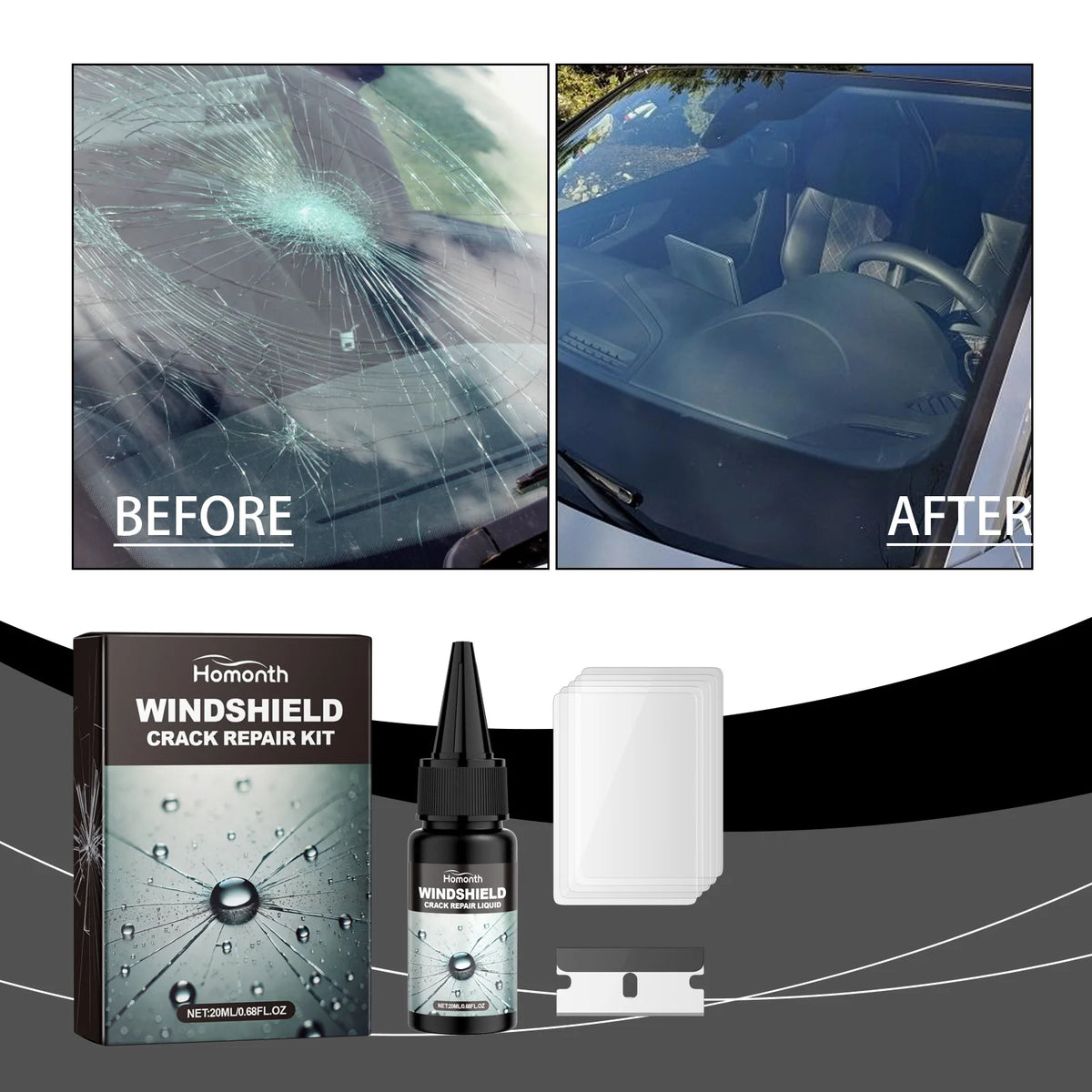 UV Resin Windshield Repair Kit 20ML – DIY Glass Crack Fix Windshield Repair Kit Qst Default Title