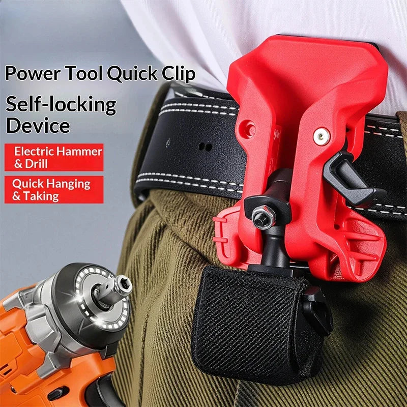 Self-Locking Drill Holder Belt Clip | Quick Release ABS Drill Belt Holster Qme