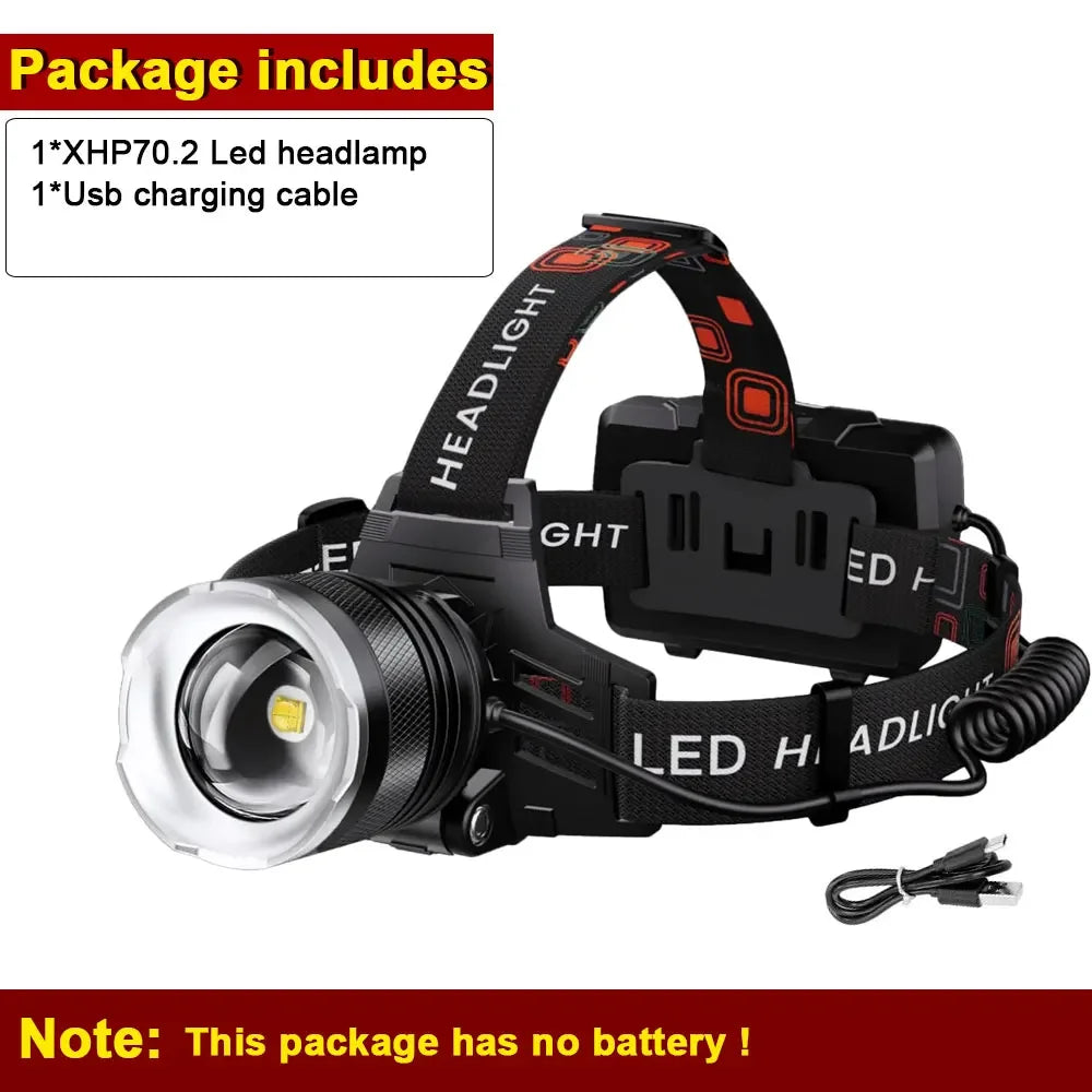 XHP70.2 LED Rechargeable Headlamp – 5 Modes, IPX7 Waterproof LED Headlamp Qst Without battery